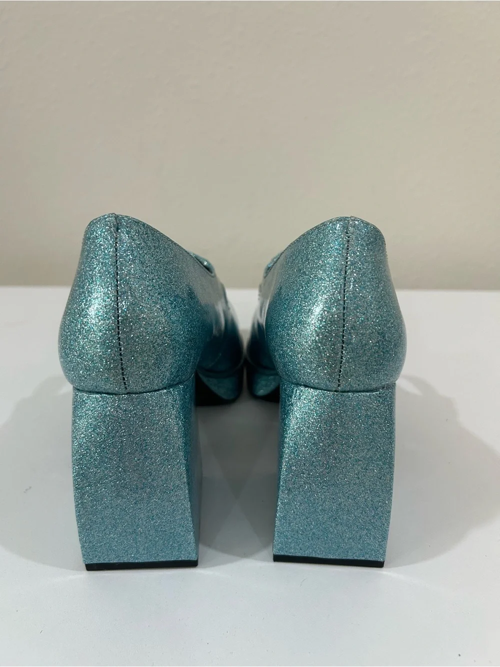 Gianni Bini 2-Night Blue Glitter Mary Jane Chunky Platform Heels Pumps Shoes